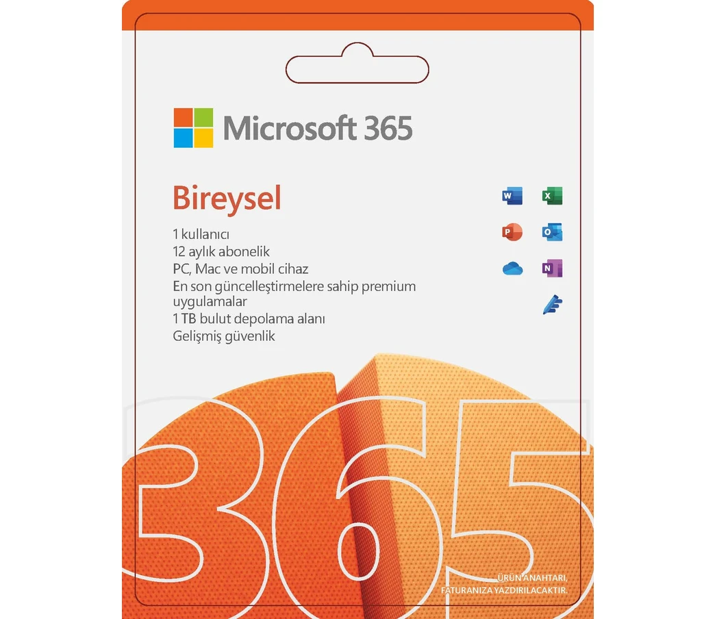 Microsoft 365 Bireysel Türkçe - Kutu Lisans 1 Yıl